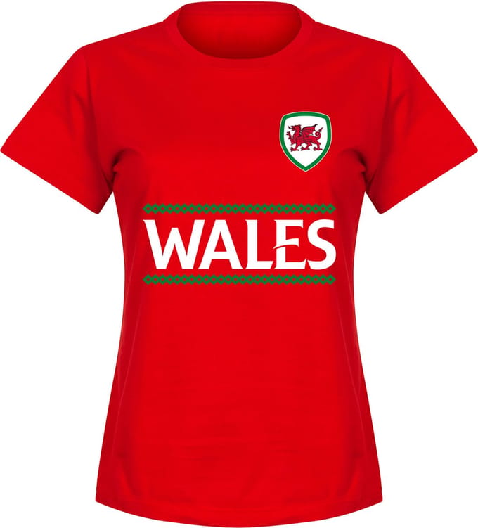 Wales Reliëf Dames Team T-Shirt - Rood - M
