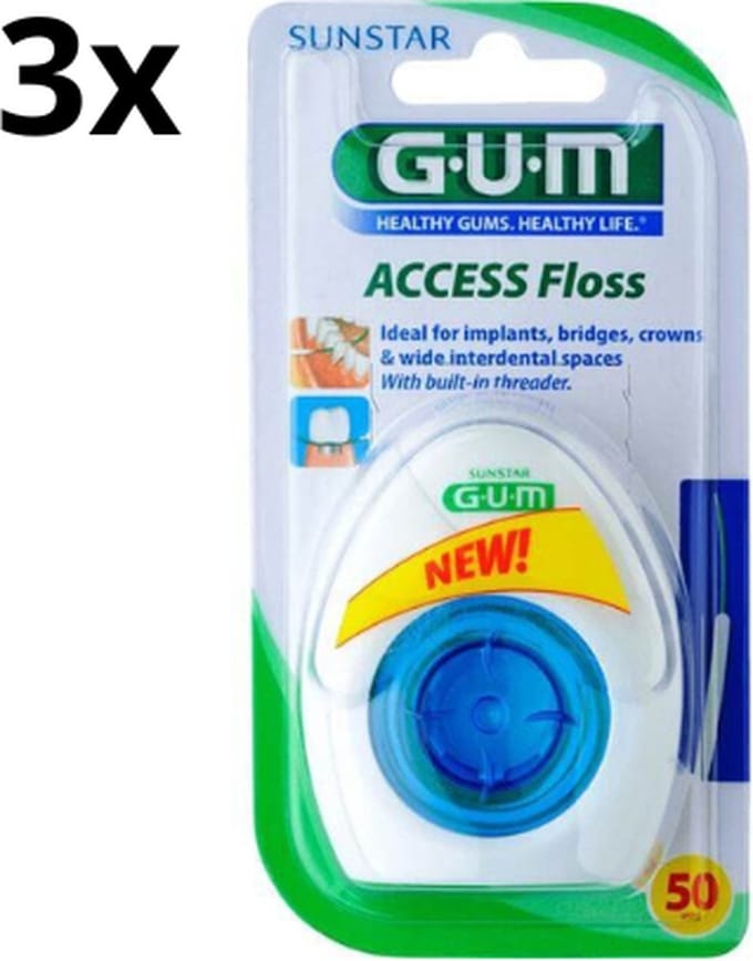 GUM Access Floss Tandzijde - 3 x 50 stuks - Voordeelverpakking