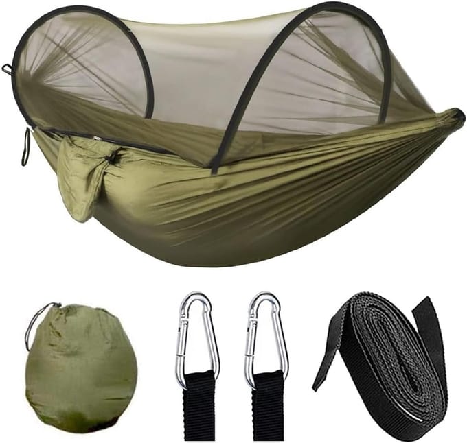 Draagbare Camping Hangmat met Muggennet en Extra Sterke Ophangbanden - 300 kg