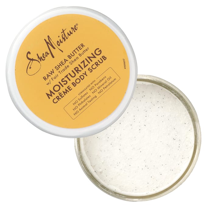 SheaMoisture, raw shea butter, moisturizing cream body scrub, 320 g (11.3 oz) white