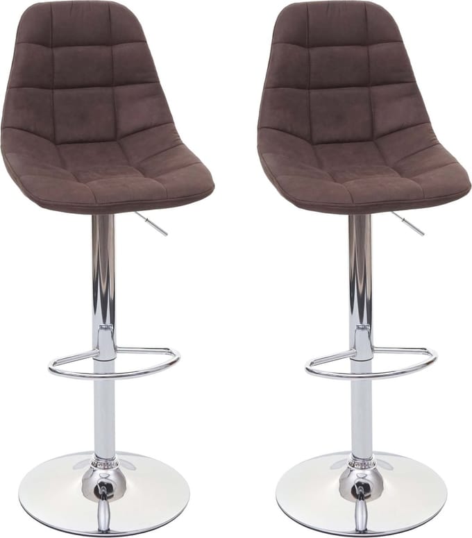 Set van 2 barkrukken MCW-A67, barkruk counter stool, MVG-gecertificeerd ~ vintage donkerbruin, textiel