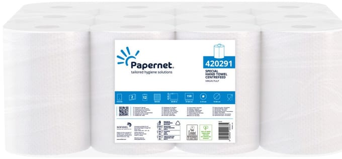 Papernet 420291 papieren handdoek 158 vel Cellulose Wit 60 m