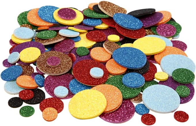 CC EVA Foam Cirkels Glitter Multigekleurd 12-32mm 150 stuks