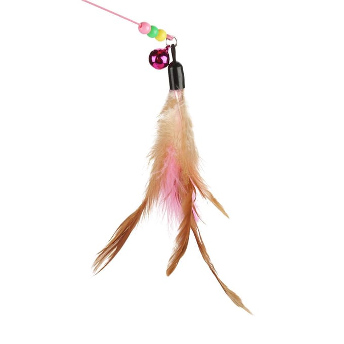 Jouet amusant pour chat et chaton, accessoire de jeu pour animaux de compagnie, plume, fil, baguette, perles brown