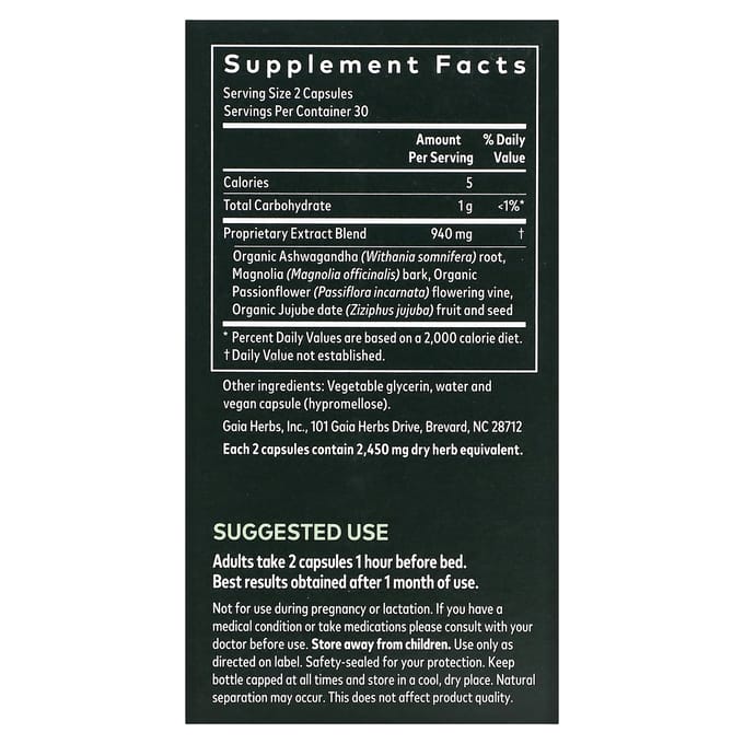 Gaia Herbs, SleepThru, Gélules Végétales Liquides Phyto, 60 comprimés