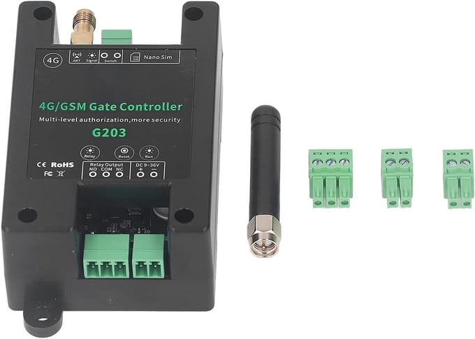 GSM Door Opener 4G, Remote Control for Gate, Roller Shutters, Garage Door, Control On/Off with Free Calls, App Control, 0-9999 S Relay Closure, Wide Application for Elevators,