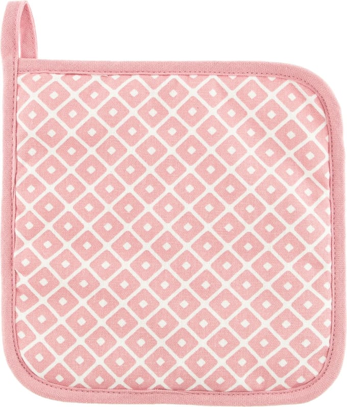 Pannenlap geo dot 20x20 met haak, soft pink set2