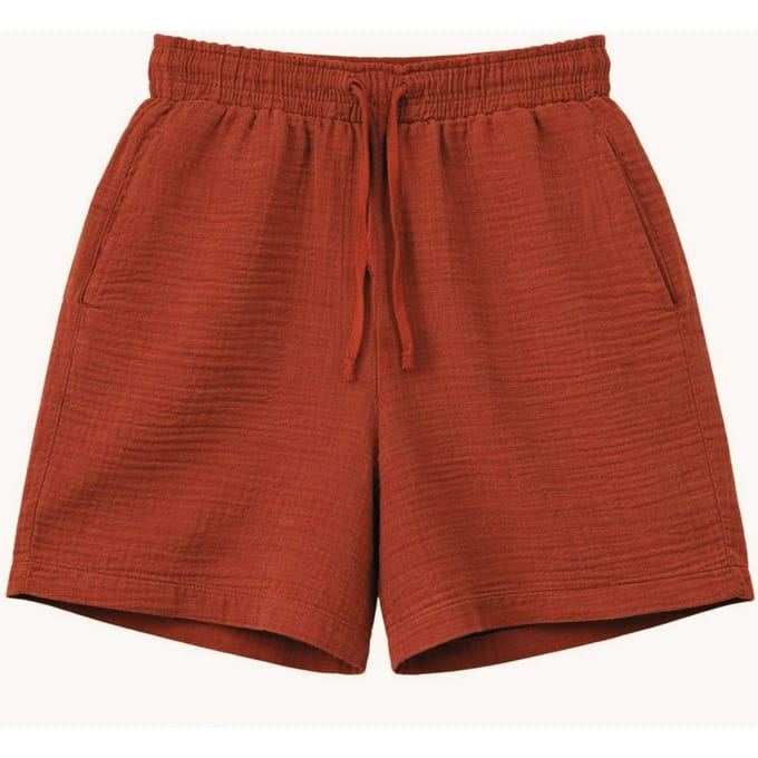 Hooggewaisted Textuur Katoenen Shorts