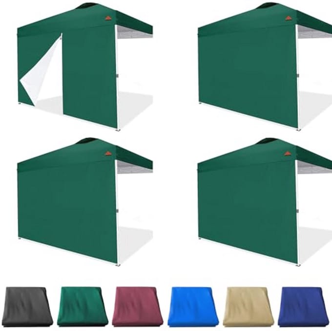 Zijwanden voor 10x10 Pop-up Luifel - Groene SunWall met Deur