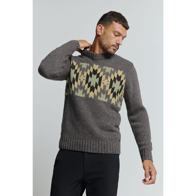 No Excess Pullover Crewneck Jacquard Pattern With Silk Dark Grey Größe: XXL | Pullover Outlet | Herren | Grau