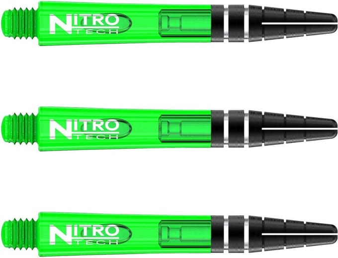RED DRAGON - Nitrotech Groen Korte Dartschachten - 3 sets per pakket (9 stengels in totaal)
