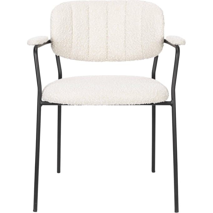 Housecraft Living Jolien Eetkamerstoelen Armleuning Zwart/Bouclé - Set van 2