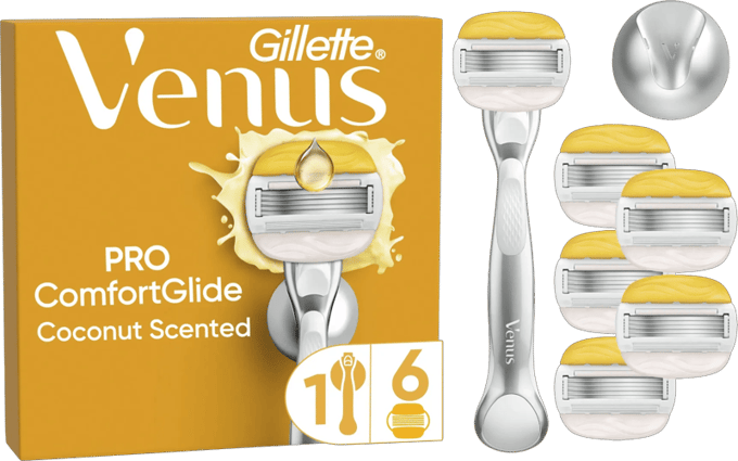 Gillette Venus Pro ComfortGlide Coconut Scheermesjes Voor Vrouwen - Handvat + 6 Scheermesjes + Douchehouder