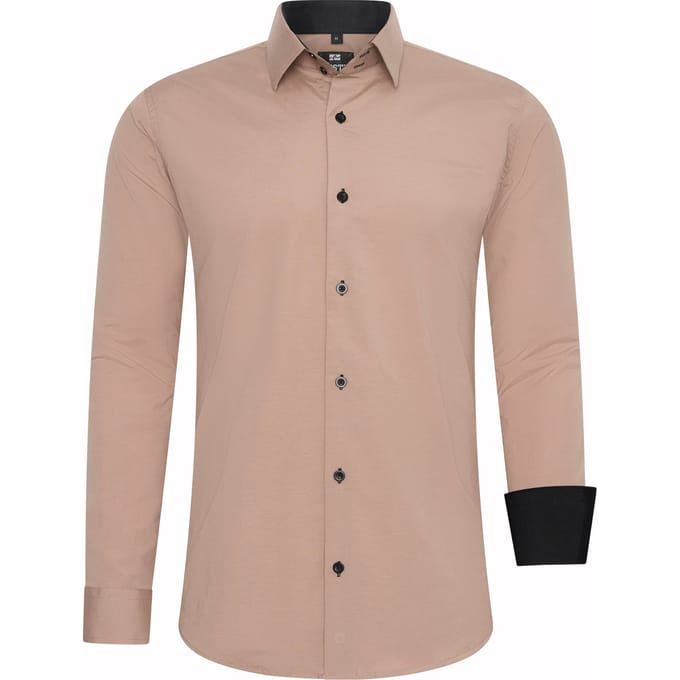Rusty Neal Overhemden Overhemd Slim Fit Beige