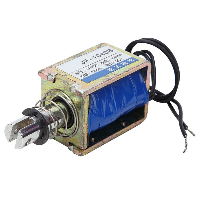 JF 1040B Push Pull Type DC Solenoïde Elektromagneet 25N 12VDC 10mm Slag