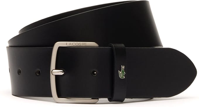 LACOSTE Leren Riem Elegance Plain Leather Belt W100 Noir Zwart