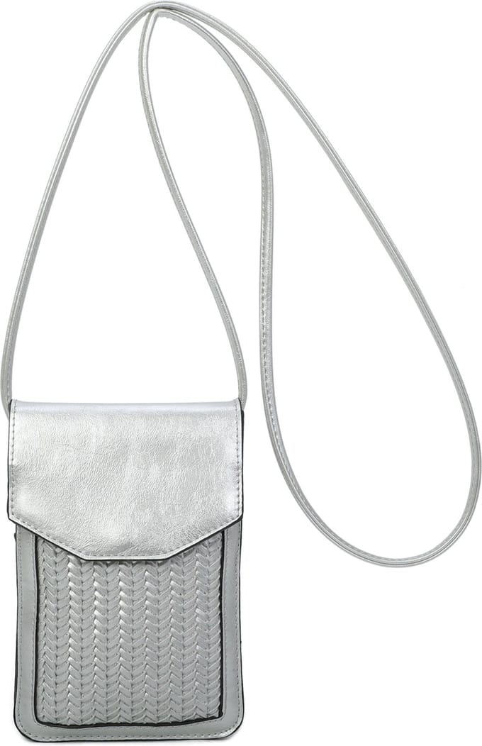 Crossbody- telefoontasje Ines Delaure zilver