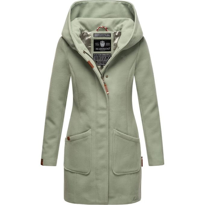 Marikoo dames wintermantel met capuchon en getailleerd model