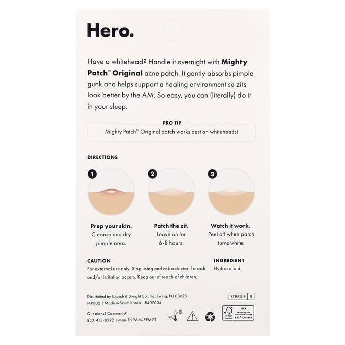 Hero Cosmetics, Mighty Patch™, Hydrocolloïde Pleisters, 72 Vel