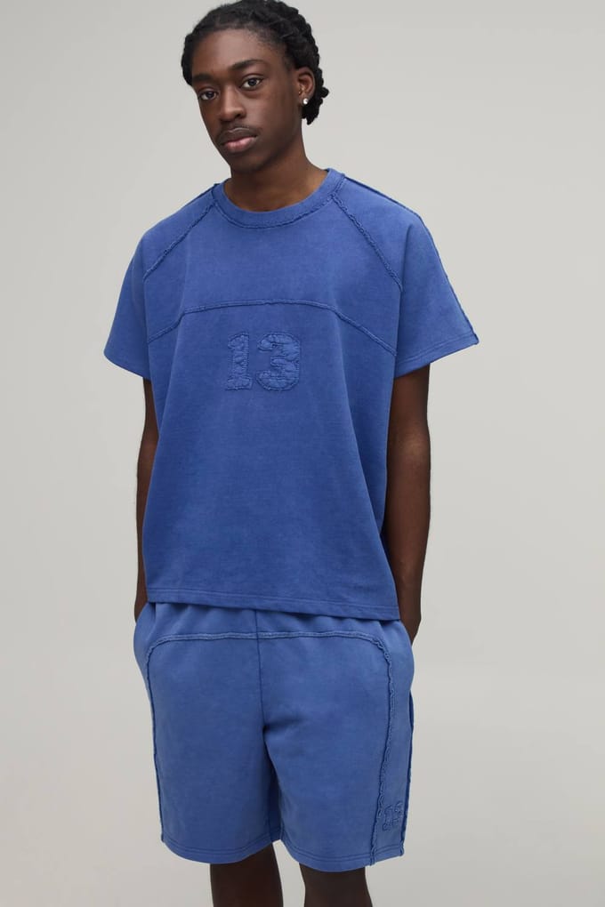 Oversized Boxy T-shirt Met Korte Raglanmouwen & Short Set | Blue | Size Medium