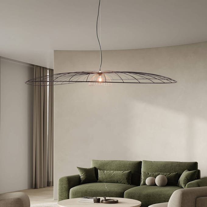 Reality Leuchten Hanglamp Lauris, matzwart, Ø 200 cm, metaal, E27