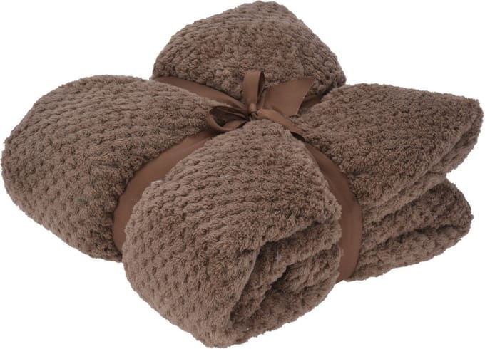 H&S Fleece deken/dekentje/plaid - polyester - taupe - 130 x 170 cm