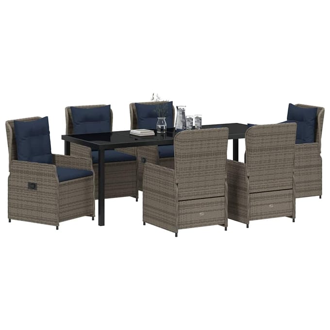 vidaXL - Tuin - Eettafel - Set - 7 - st - Grijs - Poly - rattan