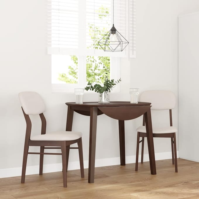 vidaXL - Eetkamerstoelen - met - kussens - 2 - st - massief - hout - rubber - bruin