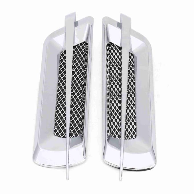 2 pièces Grille Latérale de Voiture Cache-Évent Décoratif Autocollant Argent white