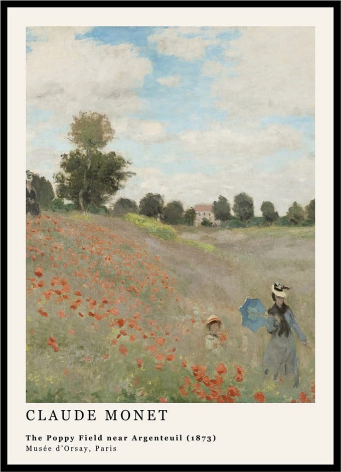 Poster Klaprozen - Claude Monet - Large 30x40 - Kunst Print - 'Poppy Field' - Rozen