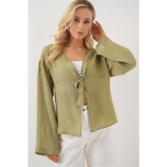 V-hals Blouse met Strik