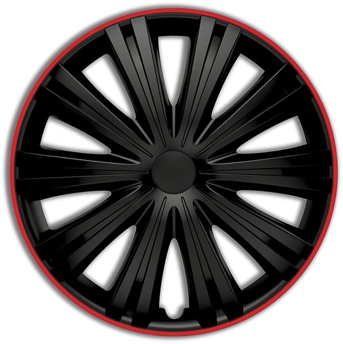 Autostyle Wieldoppen Giga 15 Inch Abs Zwart/rood Set Van 4