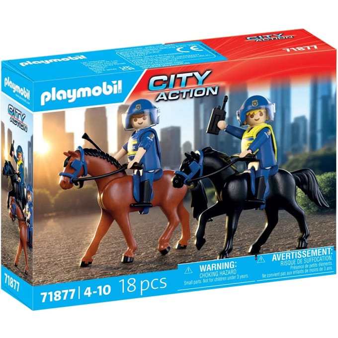 Simulatiespel 2 Ruitende politiemensen met paarden Playmobil