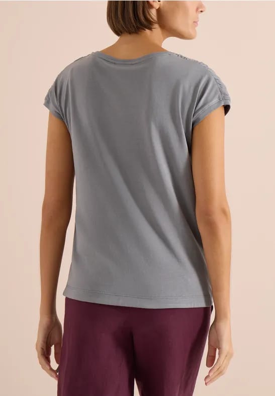 Shirt met korte mouwen en rimpels