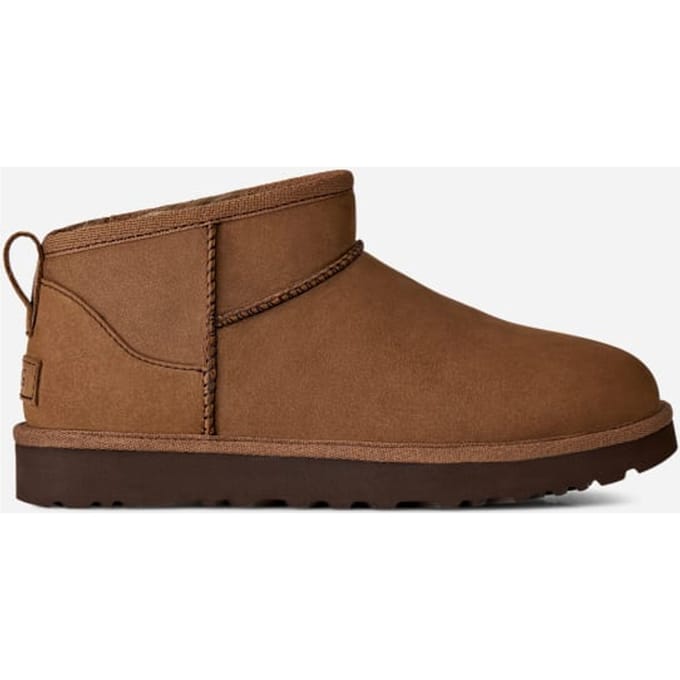 UGG® Classic Ultra Mini Nubuck Boot in Brown, Size 7, Polyester/Leather/Wool