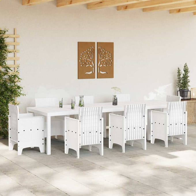 vidaXL Tuinstafel Wit 300 x 100 x 73 cm poly rattan