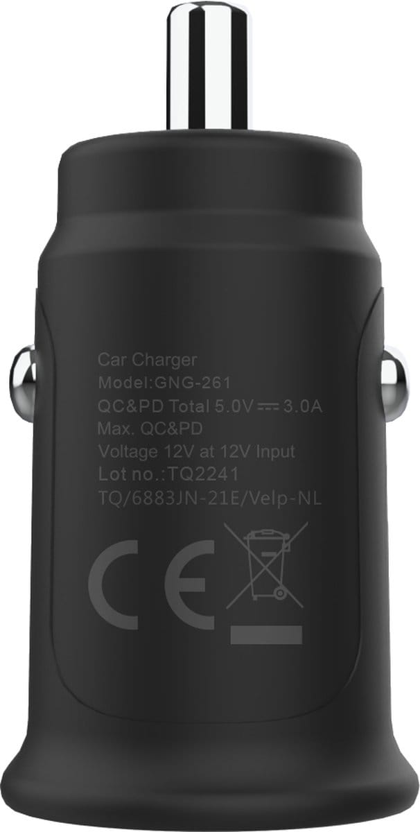 Grab n Go Dual USB / USB-C Autolader 30W - Zwart
