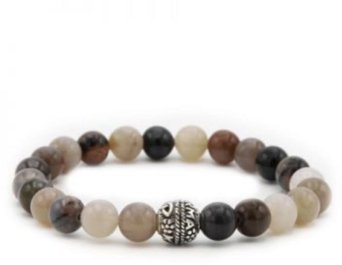 Karma armband heren 86963 Copper Silver Round Logo Bead (LENGTE 18-20cm)