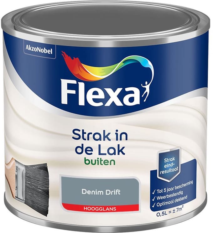 Flexa - Strak In De Lak Buitenlak Hoogglans - Denim Drift - Mengverf - 500 Ml