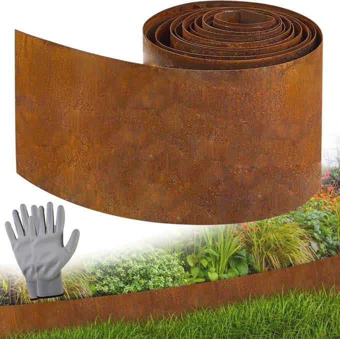 Cortenstalen Grasrand 5m - 14cm Hoog voor Tuin en Gazon