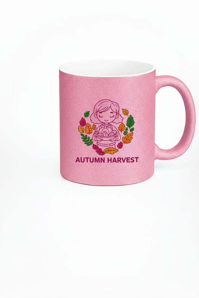 Roze Glittermok Herfst Oogst Design - Cadeau voor Koffieliefhebbers
