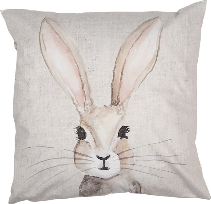 Clayre & Eef Kussenhoes 45x45 cm Beige Polyester Konijn