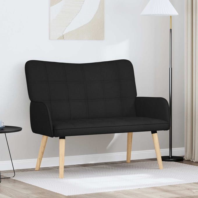 vidaXL - 2-Zits - Sofa - Zwart - 115 - x - 61 - x - 87 - cm - Stof
