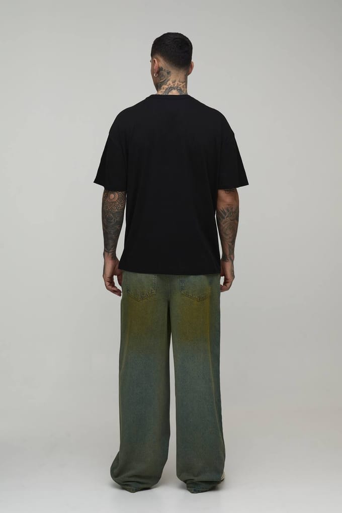 Lange Baggy Getinte Jeans | Green | Size 30