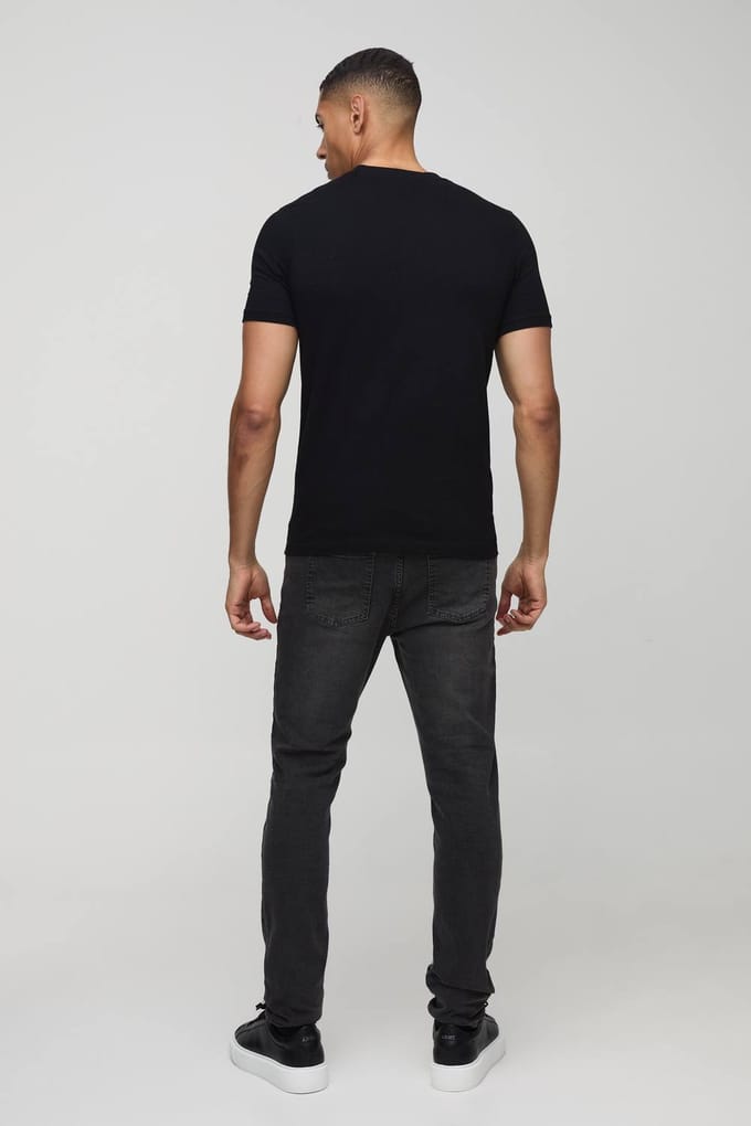 Essential Muscle Fit Crew Neck T-Shirt | Black | Size XS