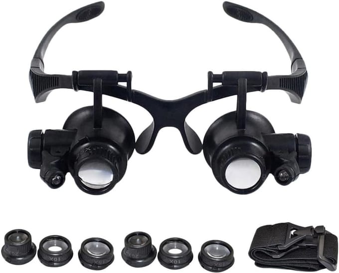 Dubbele Loep - Vergrootglas Set - Precisie Werk - Verwisselbare Vergrotingen - 22.3 x 21.3 cm