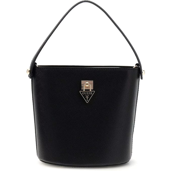 GUESS schoudertas Patsie Top Handle Bucket Black zwart