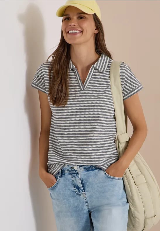 Poloshirt met korte mouwen en gestreept patroon