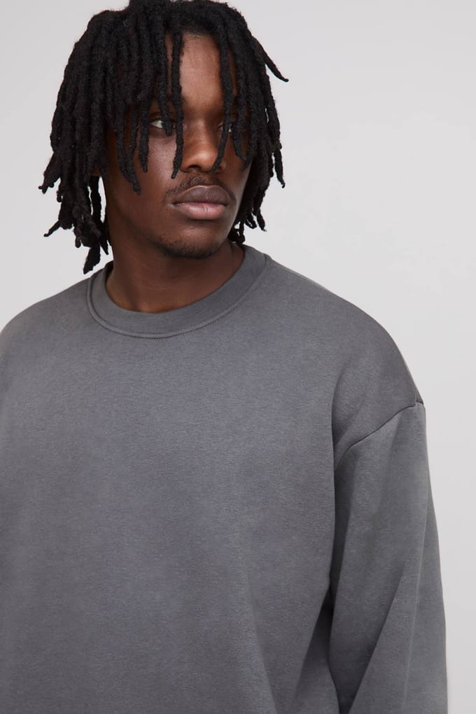 Tall Essential Oversized Crew Neck Sweatshirt | Charcoal | Size Medium