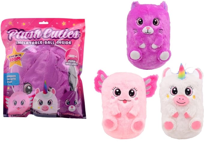 Johntoy opblaasbare pluche knuffelcutie 30cm met pomp - speelgoed.